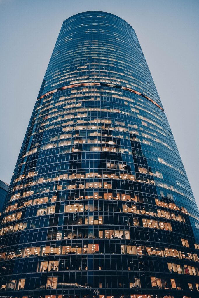 skyscraper, skyline, building, architecture, modern, urban, travel, business, russia, moscow, blue company